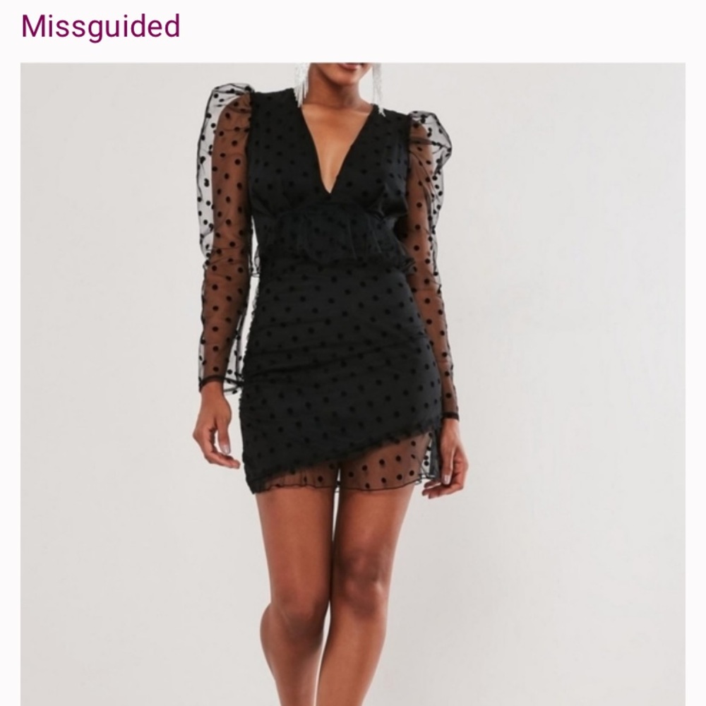 Missguided Black milkmaid Polka Dot Dress